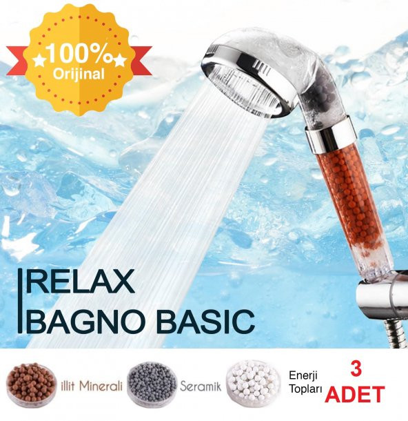 Relax Bagno %50 Su Tasarruflu Duş Başlığı - Kokulu ve Arıtmalı Banyo Duş Başlığı - 3 Adet