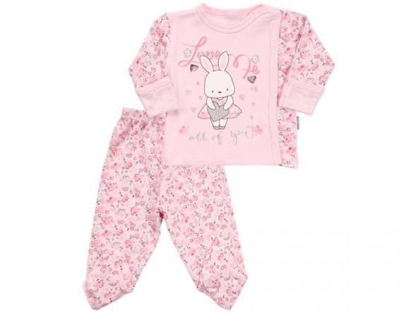 Kız Bebek 0-3 Ay Yenidoğan Kruvaze Love Me Patikli 2li Takım-15126 - 3