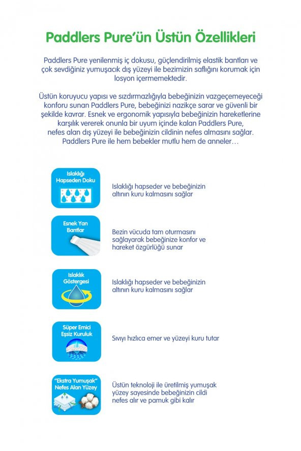 Paddlers Pure Bebek Bezi 2 Numara X-Large 38 Adet (3-6 kg) Eko Paket - 2