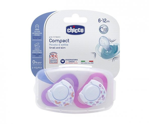 Chicco Physio Compact Silikon Emzik Kız 6-12 Ay 2Li
