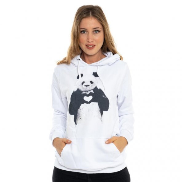 Kadın Kapşonlu Sweatshirt Panda