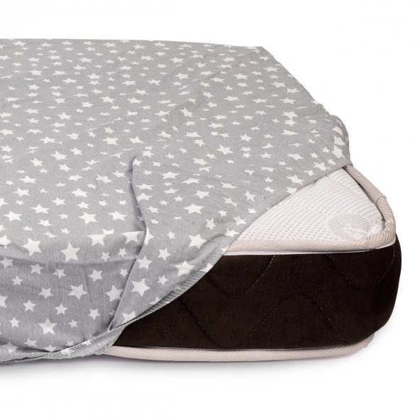 Sluupy Lastikli Fitted Çift Kişilik Yatak Çarşafı Gri 140x190 - 4
