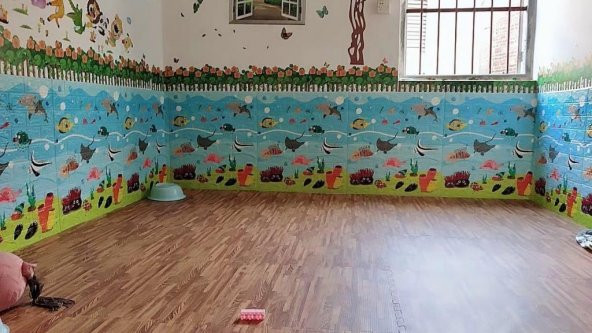 Renkli Duvarlar NW29 Akvaryum Anaokulu Bebek Odası Kendinden Yapışkanlı 3D Dekoratif Duvar Paneli - 3