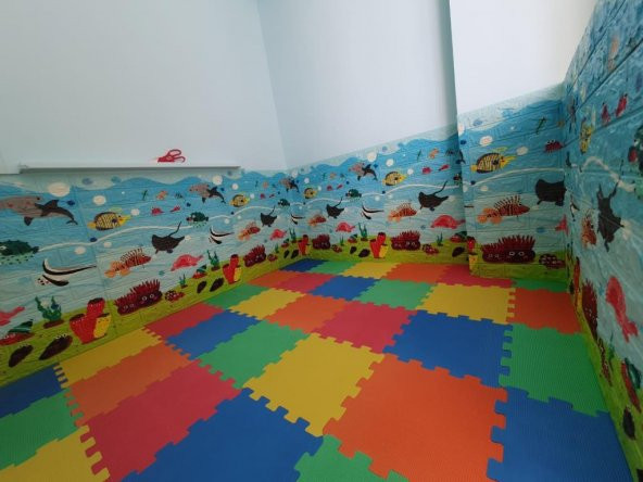 Renkli Duvarlar NW29 Akvaryum Anaokulu Bebek Odası Kendinden Yapışkanlı 3D Dekoratif Duvar Paneli - 10