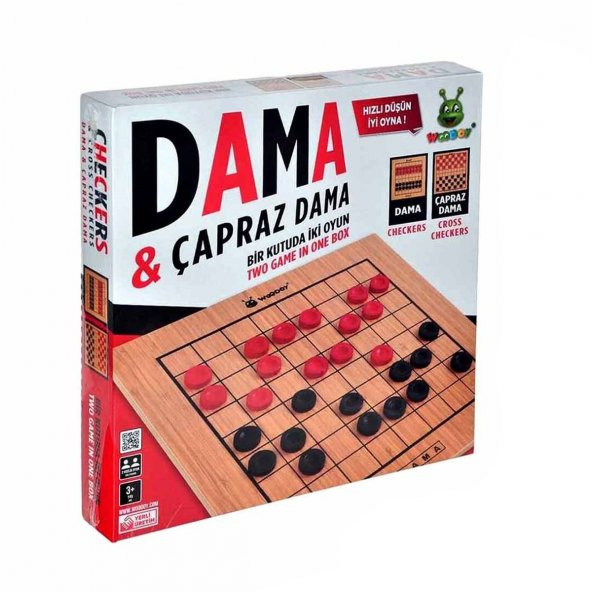 KR096 Woody, 1 Kutuda 2 Oyun - Dama & Çapraz Dama / +3 yaş