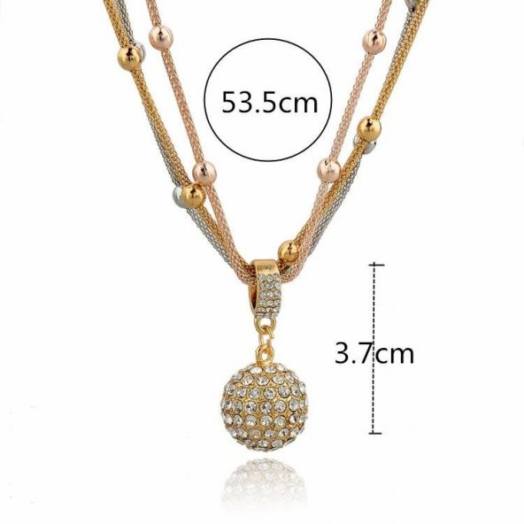 Taşlı Özel Pandora Model Çoklu Özel Bayan Kolye-Gold - 2