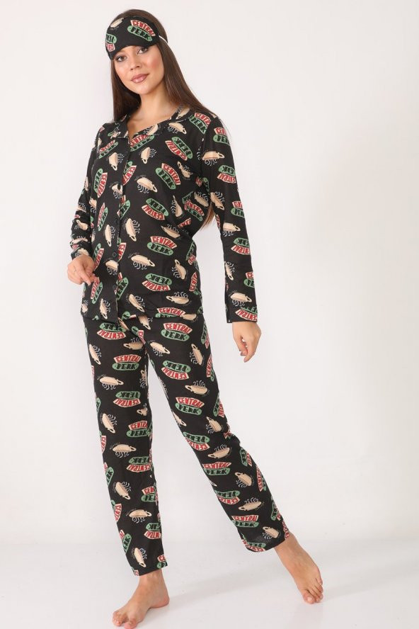 Düğmeli Kadın Pijama Takımı