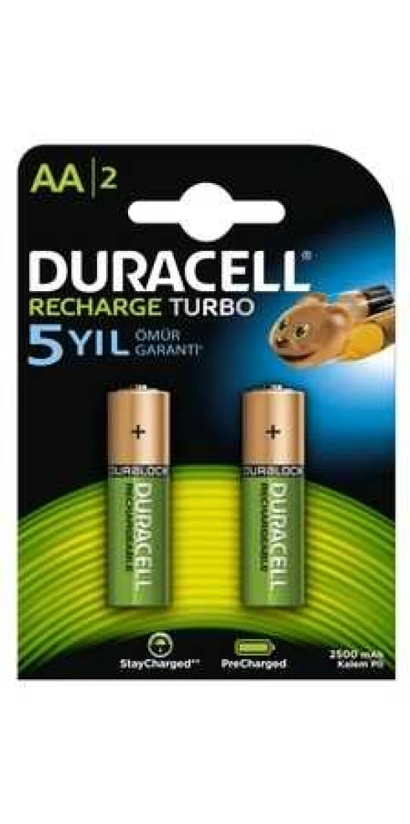 DURACELL AA 2Lİ RECH.TURBO PİL 2500 W