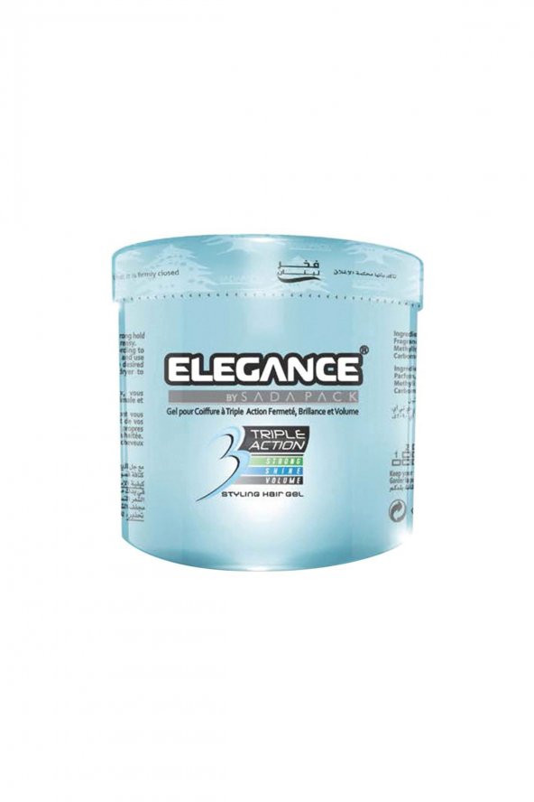 3 TRIPLE ACTION STYLING HAIR GEL 500 ML  (BLUE) 3 ETKİLİ ŞEKİLLENDİRİCİ JÖLE ELEGANCE - 1