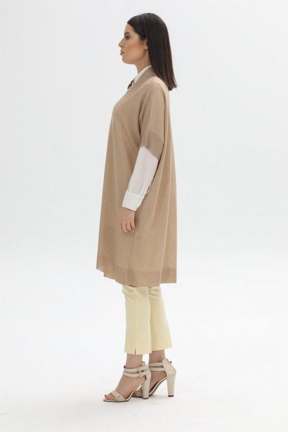 V Yaka Oversize Triko Süveter Tunik 8215 - 6