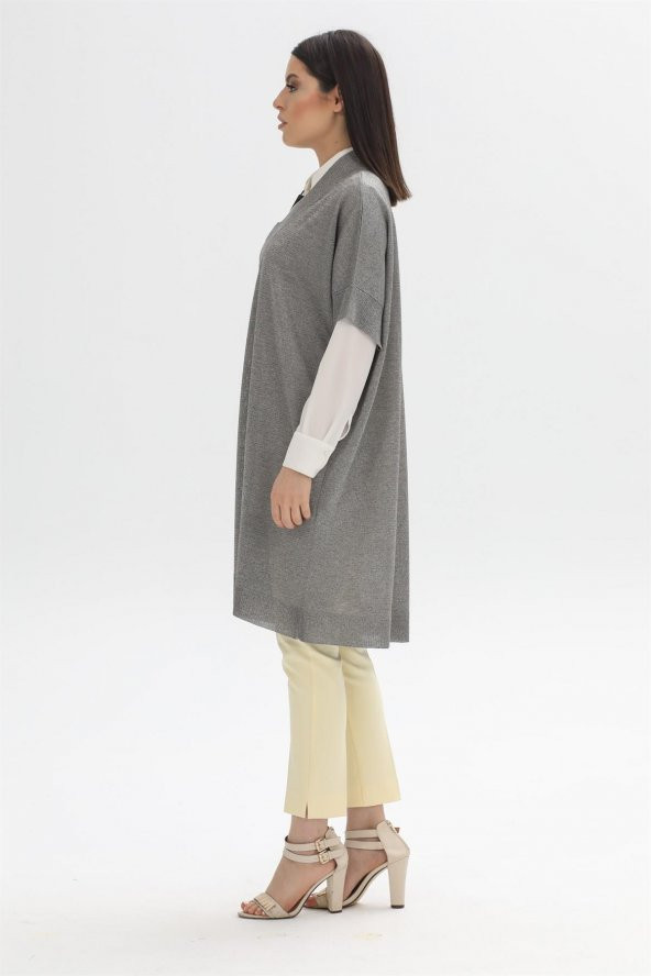 V Yaka Oversize Triko Süveter Tunik 8215 - 8