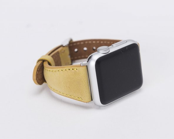 Bouletta Apple Watch Deri Kordon 38-40-42-44mm G15 Sarı