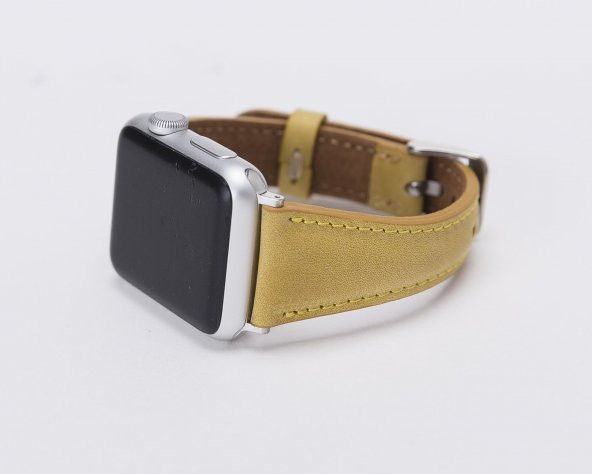 Bouletta Apple Watch Deri Kordon 38-40-42-44mm G15 Sarı - 2