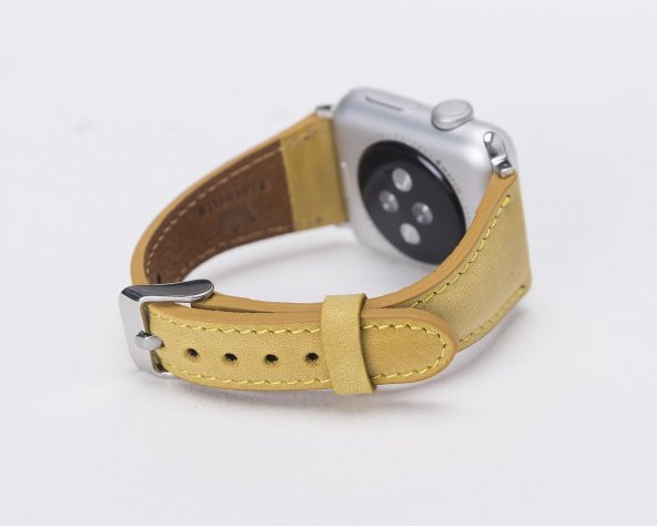 Bouletta Apple Watch Deri Kordon 38-40-42-44mm G15 Sarı - 4