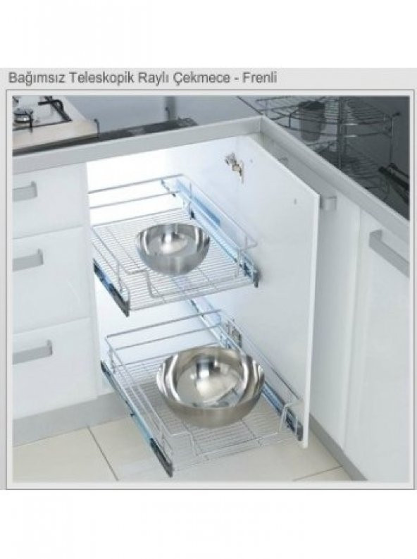 Starax 60 cm Teleskopik Raylı Çekmece Sepeti S2012 - 1