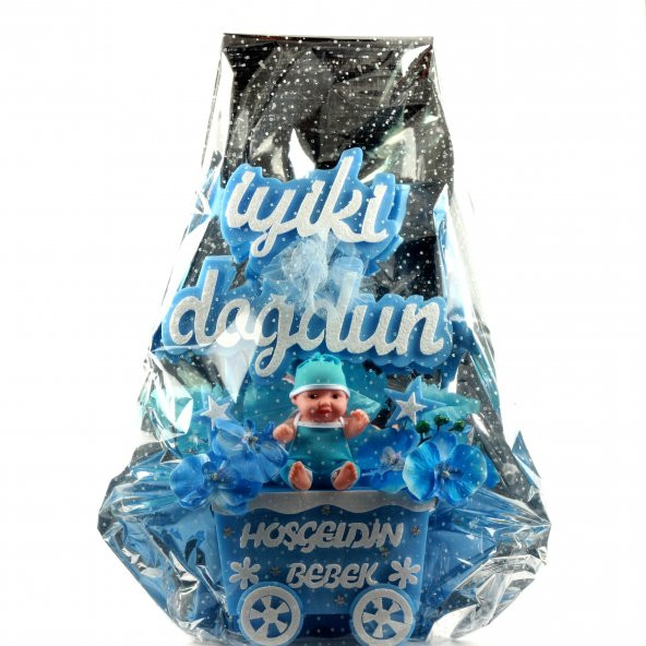 Yenidoğan Erkek Bebek Büyük İyiki Doğdun Araba Çiçek Aranjman