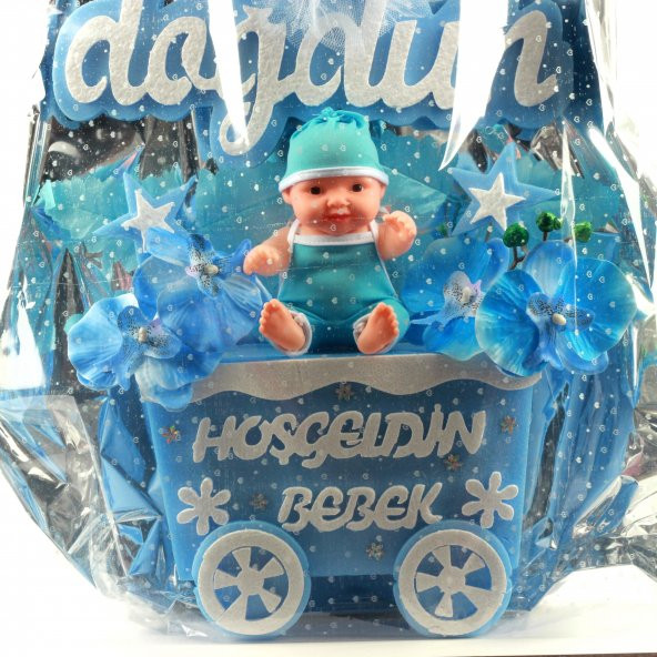 Yenidoğan Erkek Bebek Büyük İyiki Doğdun Araba Çiçek Aranjman - 3