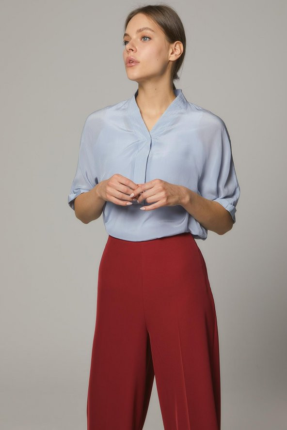 Arkası Lastikli Geniş Paça Pantolon-Kırmızı SZ-5176-34 - 3