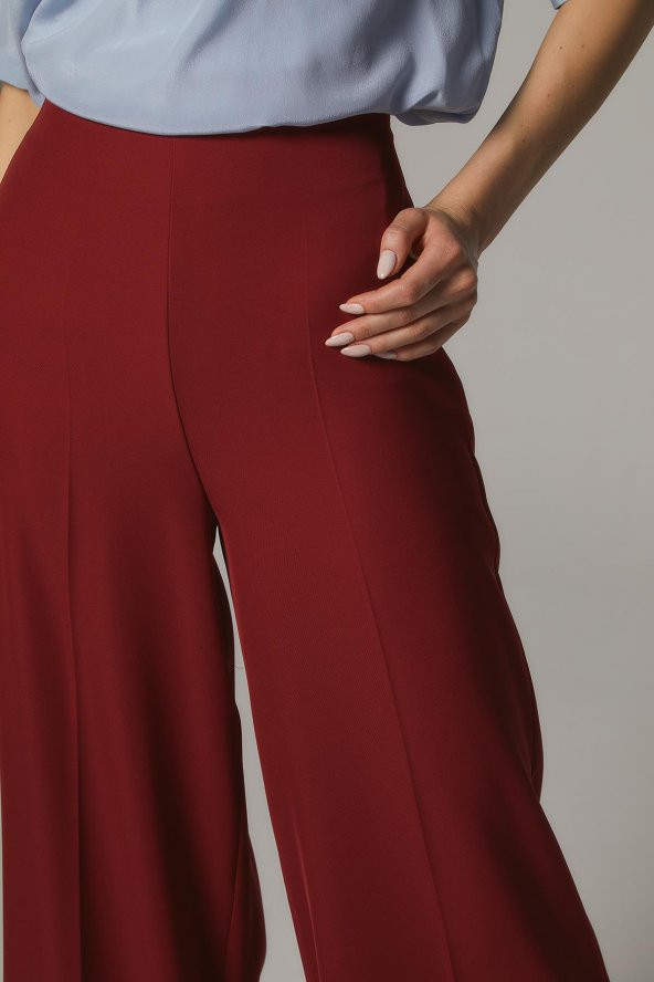 Arkası Lastikli Geniş Paça Pantolon-Kırmızı SZ-5176-34 - 5