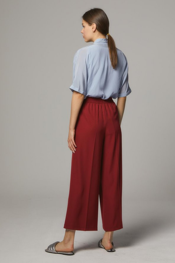 Arkası Lastikli Geniş Paça Pantolon-Kırmızı SZ-5176-34 - 6