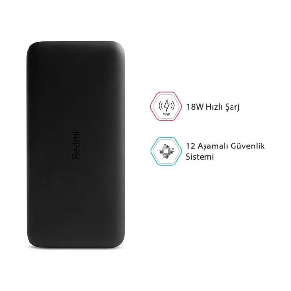 Redmi 20000 Mah Taşınabilir Hızlı Şarj Cihazı - Usb-c - 18w 2 Çıkışlı Powerbank - Siyah - 3