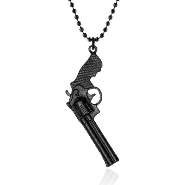 Mat Siyah Smith Wesson 6 Patlar Silah Kolye - CAZ0296