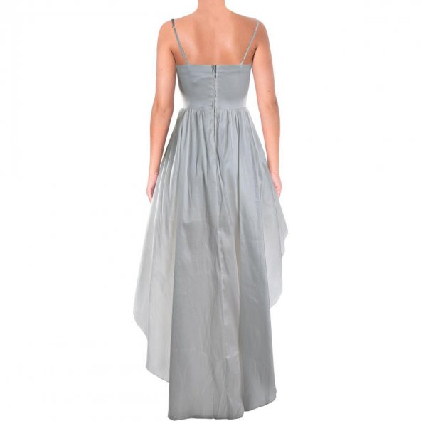 Junior A-Line Parlak Yüksek Arka Düşük Ön V Yaka Elbise - 2