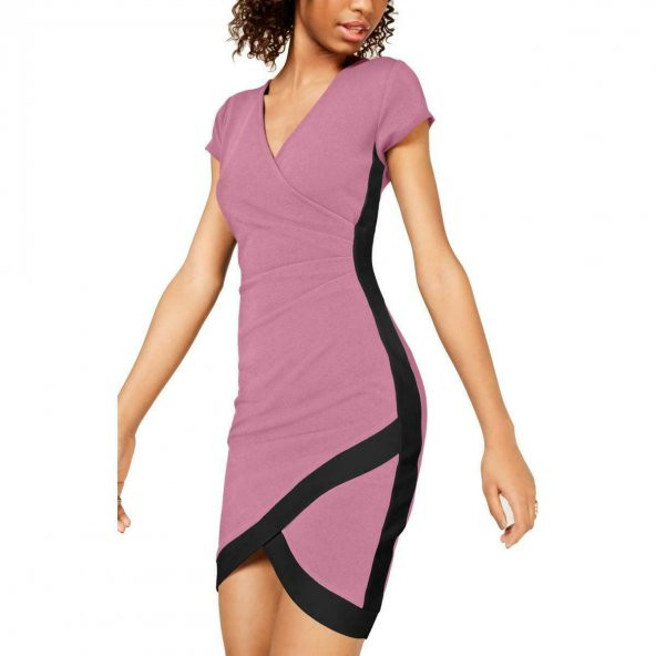 Genç Bayan Çizgili Mini Kokteyl Elbisesi - 2