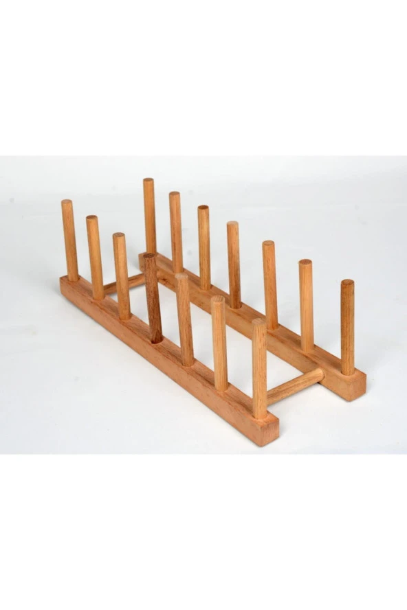 Dekoratif 6'lı Doğal Ahşap Tabak Koyma Standı Ahşap Tabaklık - 2