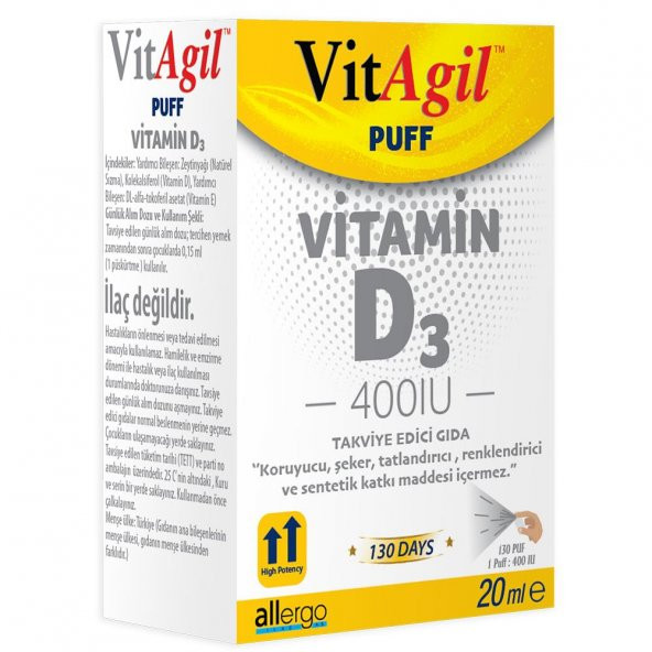 Vitagil Puff 400 IU Vitamin D3 Sprey - 20 ml