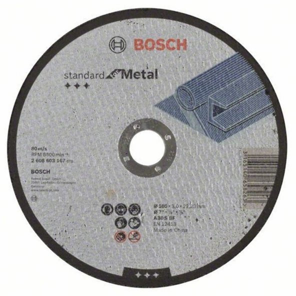 Bosch 180X3mm Standard Seri Düz Metal Kesme Diski (Taş)