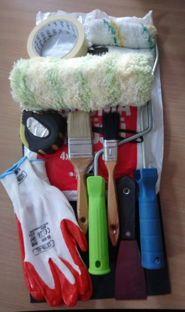 Profesyonel Boyacı Seti Rulo Fırça Seti Badana Seti 10 Parça - 1