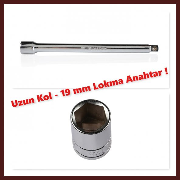 Lokma Ara Uzun Kol 250 mm Uzatma Kol 1/2" 19 mm Lokma Hediye !!!