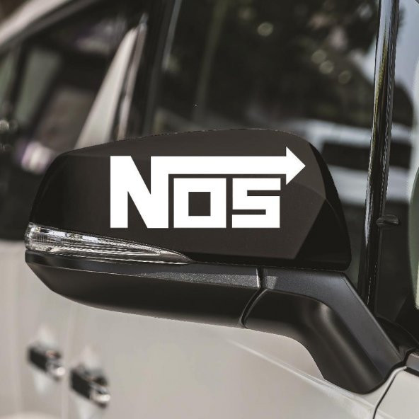 2 Adet NOS Sticker | Logo ve Kanat | Kaput - Bagaj - Cam - Leptop - Ayna | Beyaz - 2