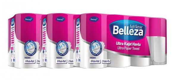 Belleza Ultra Rulo Kağıt Havlu 2 Katlı 24 Rulo 60644