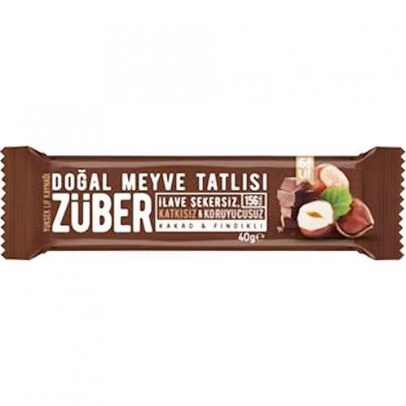Züber Fındıklı Çikolatalı Hurmalı Glutensiz Meyveli Bar 40 G