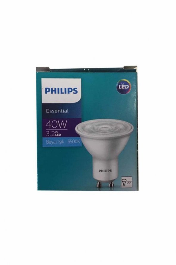 Philips Essential 3,2W (40W) Led Spot Ampul Beyaz 6500K - GU10 Duy