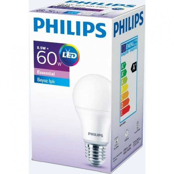 Philips 8,5W=60W E27 Led Ampul Beyaz
