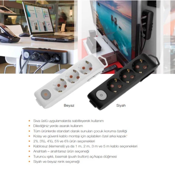 Viko Multi-Let 4 Lü Çocuk Korumalı Grup Priz 2 Mt - 4