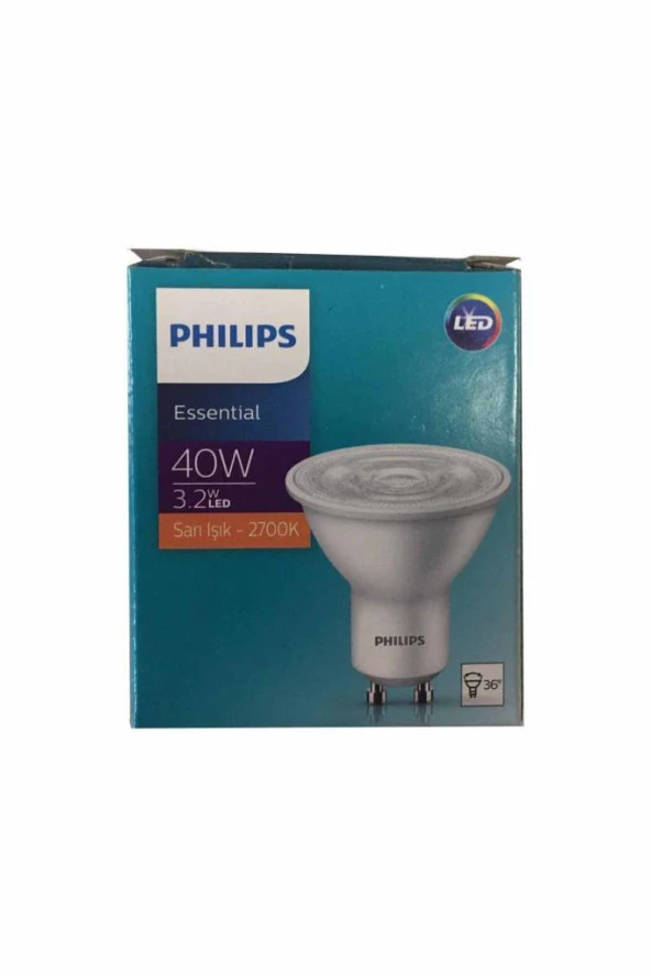 Philips Essential 3,2W (40W) Led Spot Ampul Sarı 2700K - GU10 Duy - 1