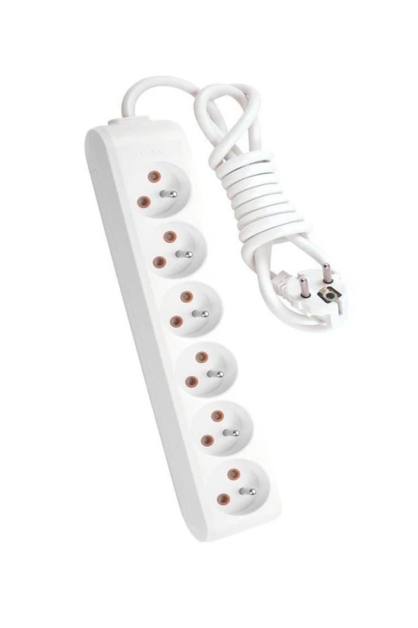 Viko Multi-Let 6 Li Topraklı Kablolu Çocuk Korumalı Grup Priz2 Metre-Beyaz