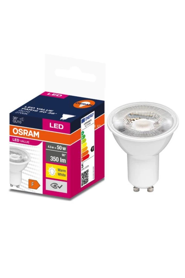 Osram Ledvalue 4,5W (50W) Par16 Led Spot Ampul Sarı 2700K - GU10 Duy - Resim 2