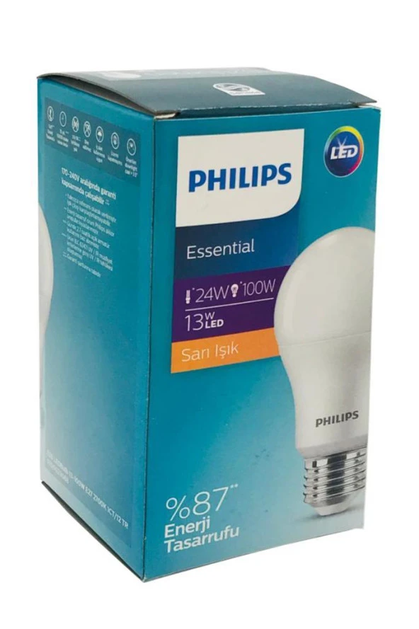 Philips 13W (90W) Led Ampul Sarı Işık 3000K E27 Duy