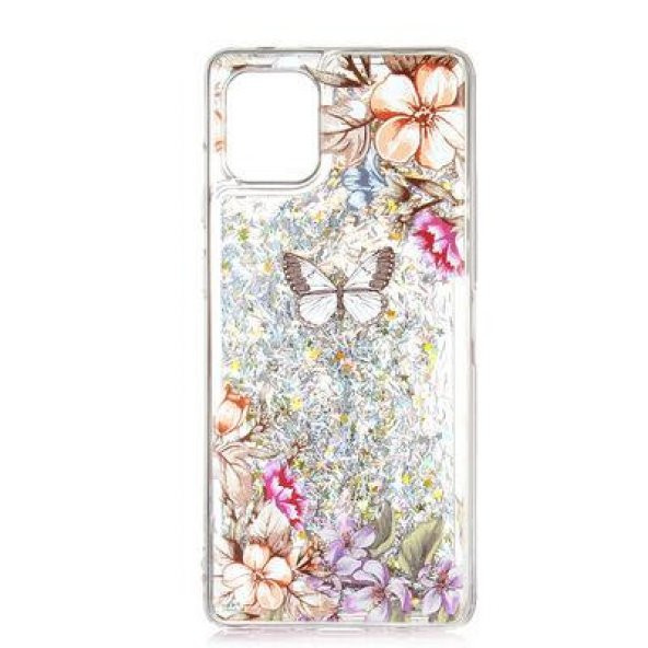 Samsung Galaxy A81 Kılıf Kelebekli Simli ve Pullu Marshmelo Kılıf