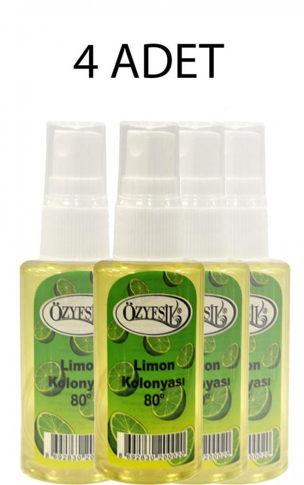 Özyeşil Limon Kolonyası 80° -50 ml Sprey - 4 Kutu - TY