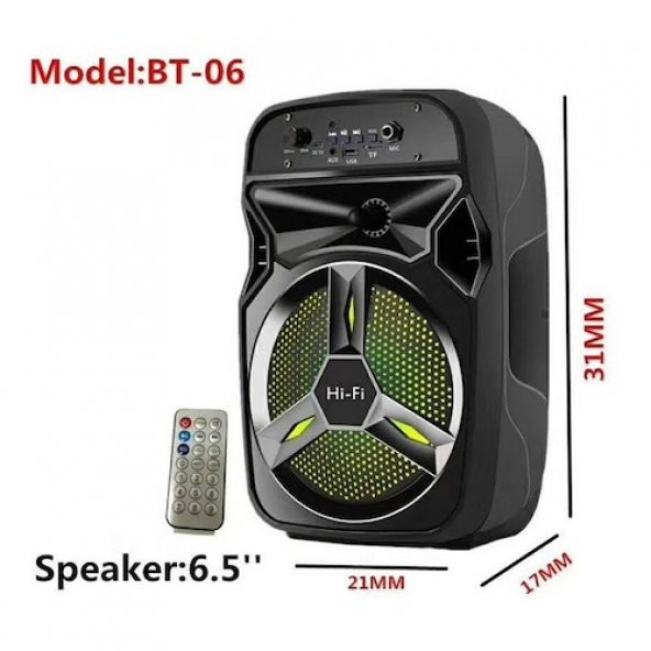 BT-06 Bluetoothlu Şarjlı Taşınabilir FM Radyolu Karaoke Sistemi