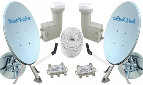 Next NextStar 80 Cm Çift Çanak Anten Seti İkili Lnb + Kablo + Dayzek + Dübel  150024 - 2