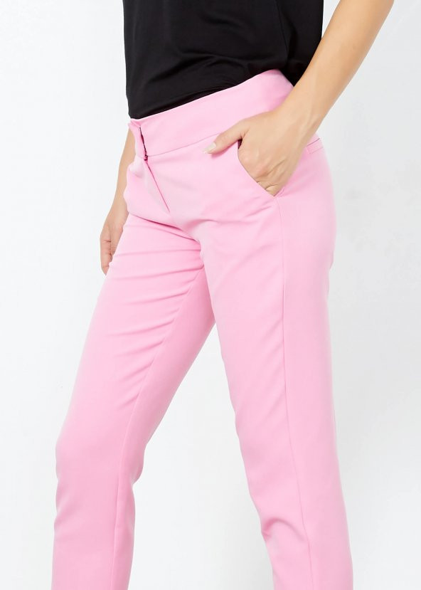 Kadın Pembe Yan Cepli Pantalon - 3