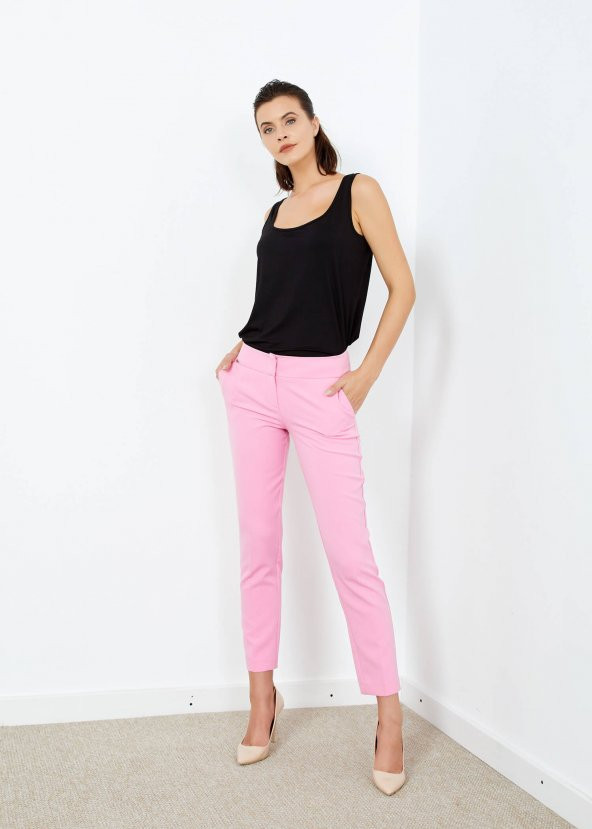 Kadın Pembe Yan Cepli Pantalon - 4