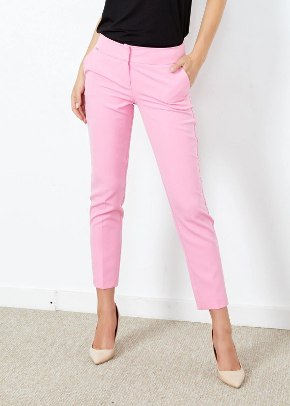 Kadın Pembe Yan Cepli Pantalon - 6